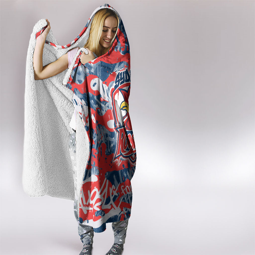 Sydney Roosters Rugby Hooded Blanket Graffiti Typography Urban Camo Abstract Street Style