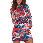 Sydney Roosters Rugby Hoodie Dress Graffiti Typography Urban Camo Abstract Street Style