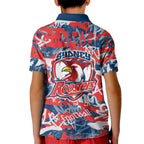 Sydney Roosters Rugby Kid Polo Shirt Graffiti Typography Urban Camo Abstract Street Style
