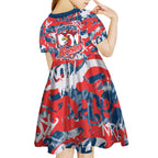 Sydney Roosters Rugby Kid Short Sleeve Dress Graffiti Typography Urban Camo Abstract Street Style