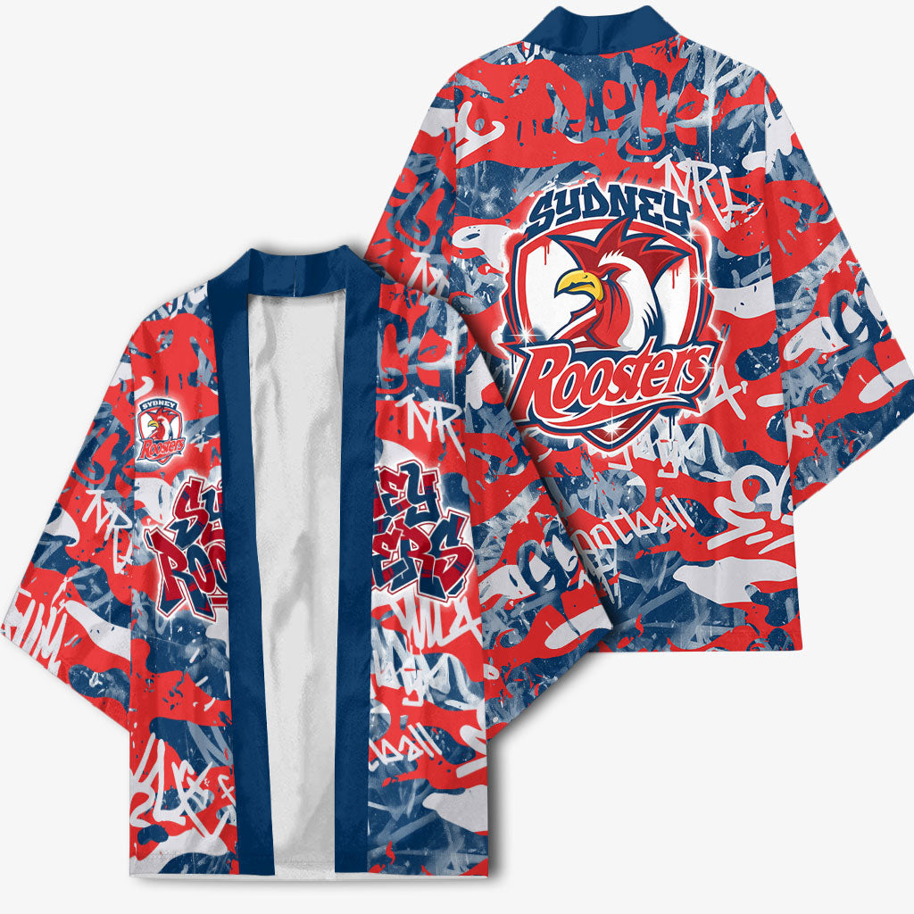 Sydney Roosters Rugby Kimono Graffiti Typography Urban Camo Abstract Street Style