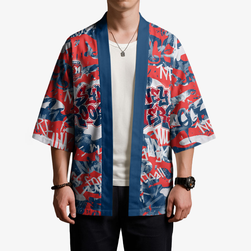 Sydney Roosters Rugby Kimono Graffiti Typography Urban Camo Abstract Street Style