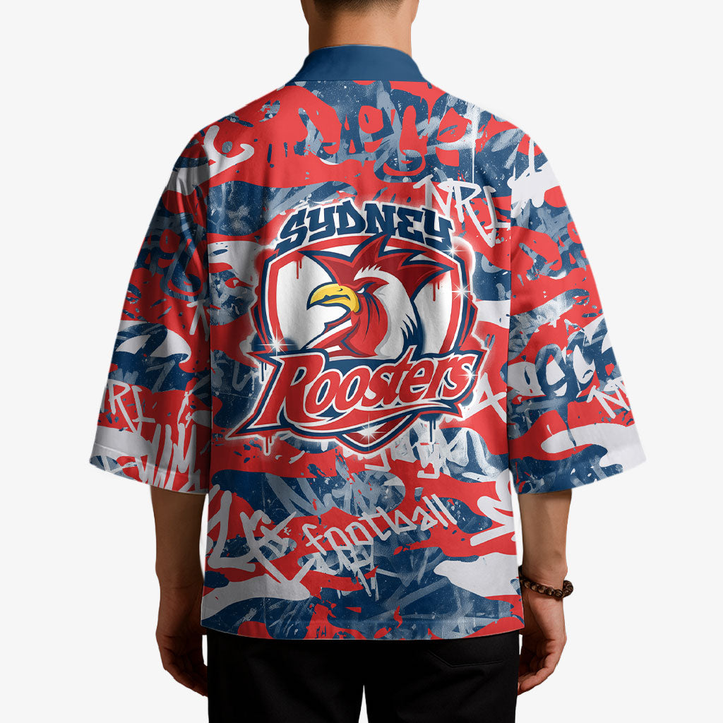 Sydney Roosters Rugby Kimono Graffiti Typography Urban Camo Abstract Street Style
