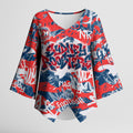 Sydney Roosters Rugby Kimono Sleeve Blouse Graffiti Typography Urban Camo Abstract Street Style