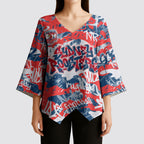 Sydney Roosters Rugby Kimono Sleeve Blouse Graffiti Typography Urban Camo Abstract Street Style