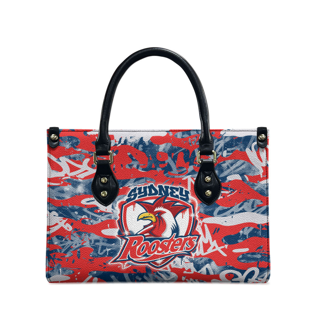 Sydney Roosters Rugby Leather Bag Graffiti Typography Urban Camo Abstract Street Style