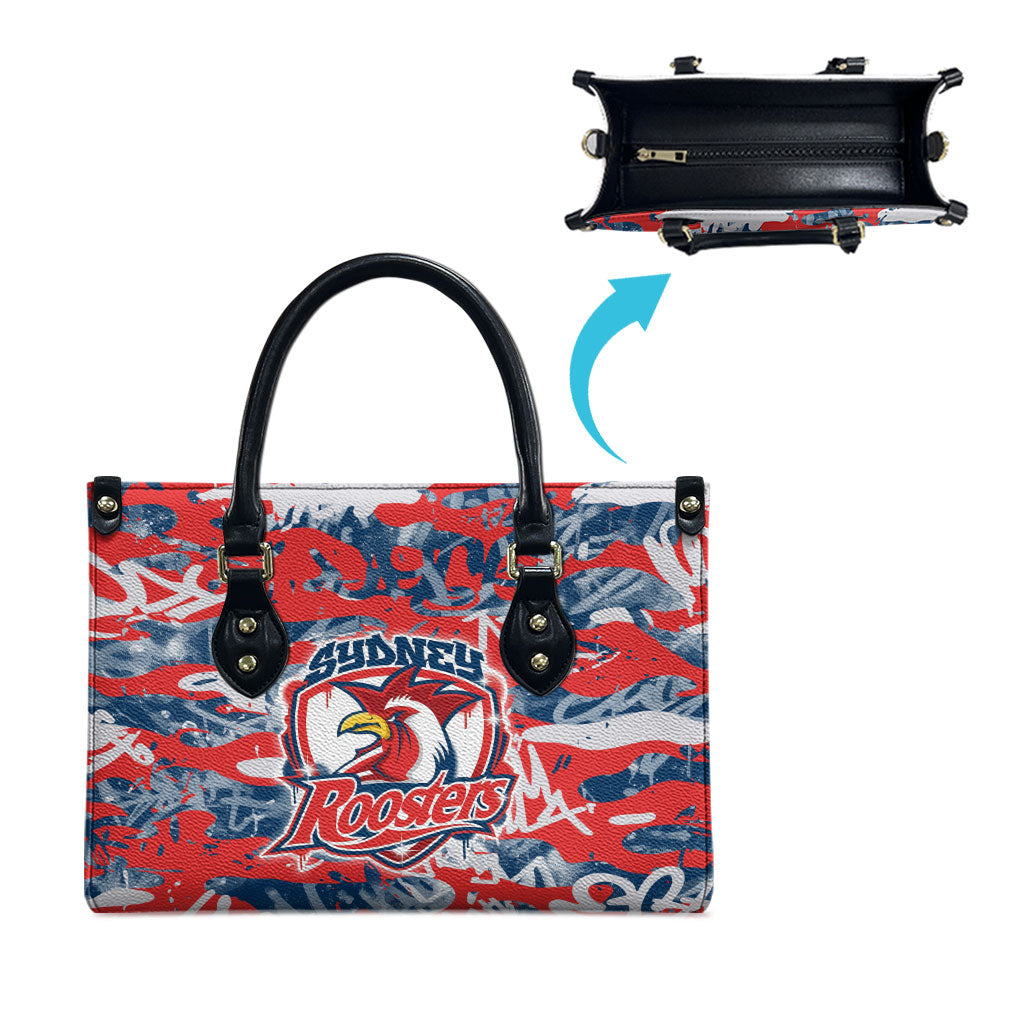 Sydney Roosters Rugby Leather Bag Graffiti Typography Urban Camo Abstract Street Style