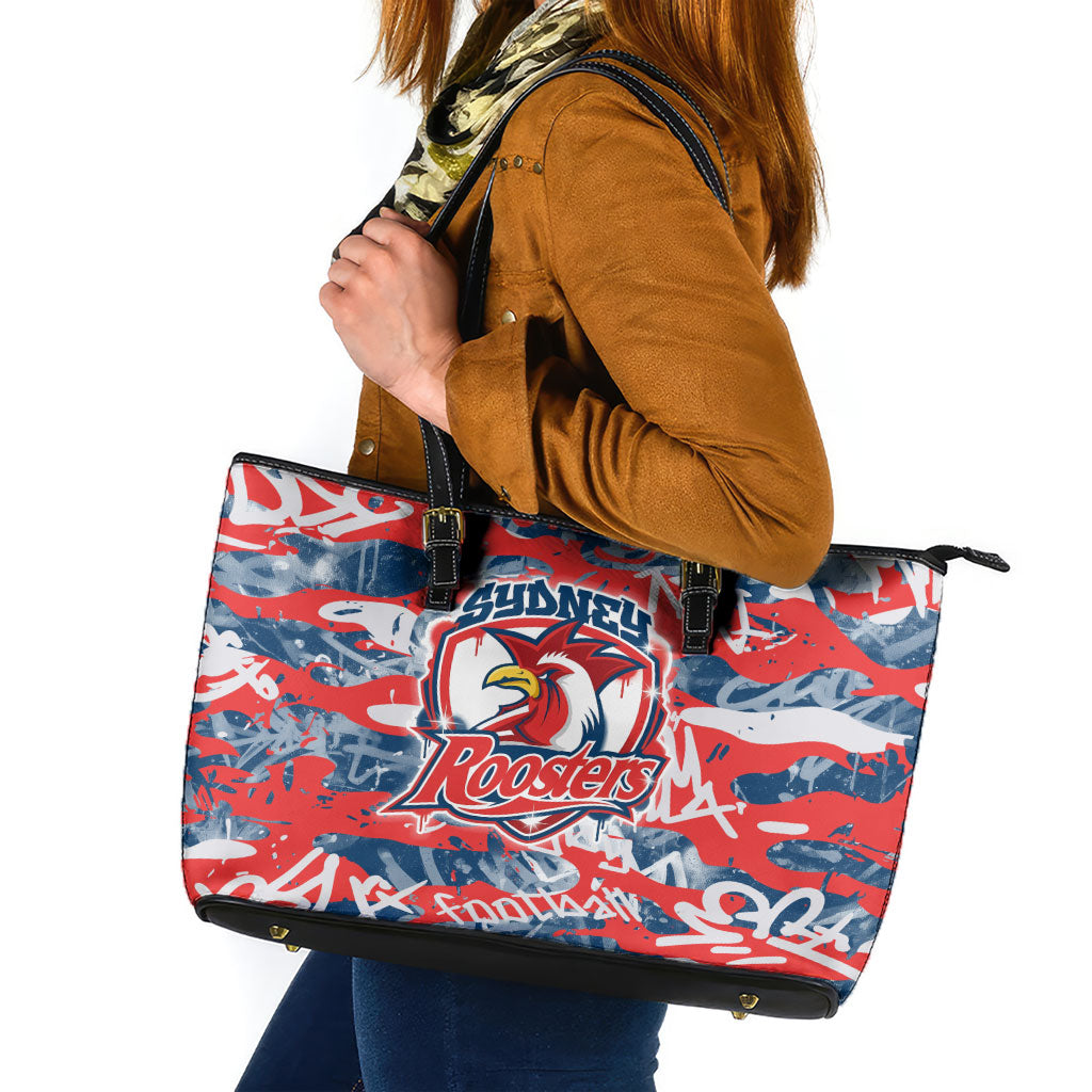 Sydney Roosters Rugby Leather Tote Bag Graffiti Typography Urban Camo Abstract Street Style