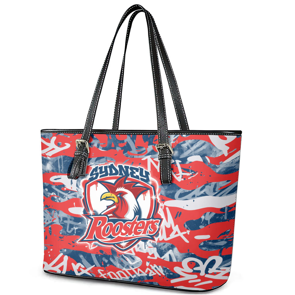Sydney Roosters Rugby Leather Tote Bag Graffiti Typography Urban Camo Abstract Street Style