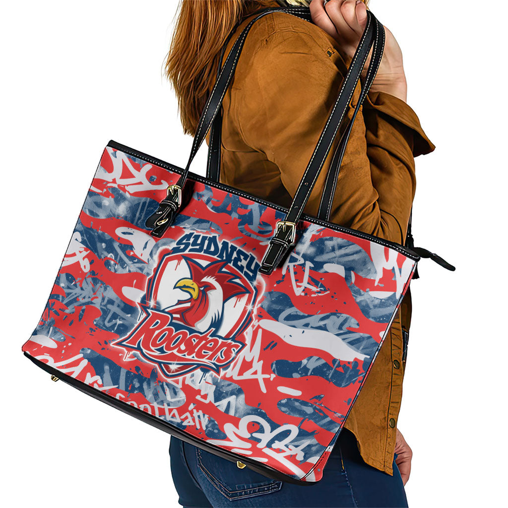Sydney Roosters Rugby Leather Tote Bag Graffiti Typography Urban Camo Abstract Street Style