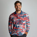 Sydney Roosters Rugby Long Sleeve Polo Shirt Graffiti Typography Urban Camo Abstract Street Style