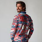 Sydney Roosters Rugby Long Sleeve Polo Shirt Graffiti Typography Urban Camo Abstract Street Style