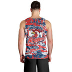 Sydney Roosters Rugby Men Tank Top Graffiti Typography Urban Camo Abstract Street Style