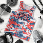Sydney Roosters Rugby Men Tank Top Graffiti Typography Urban Camo Abstract Street Style