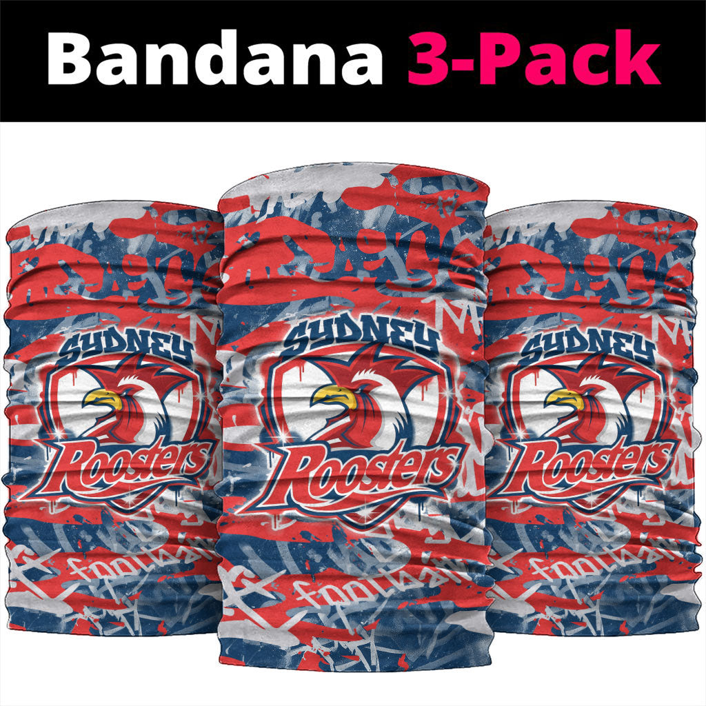 Sydney Roosters Rugby Neck Gaiter Graffiti Typography Urban Camo Abstract Street Style
