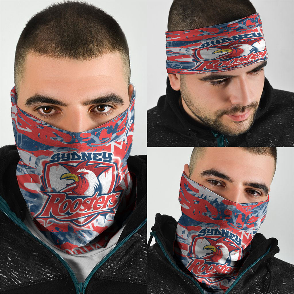 Sydney Roosters Rugby Neck Gaiter Graffiti Typography Urban Camo Abstract Street Style