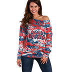 Sydney Roosters Rugby Off Shoulder Sweater Graffiti Typography Urban Camo Abstract Street Style