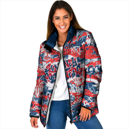 Sydney Roosters Rugby Padded Jacket Graffiti Typography Urban Camo Abstract Street Style