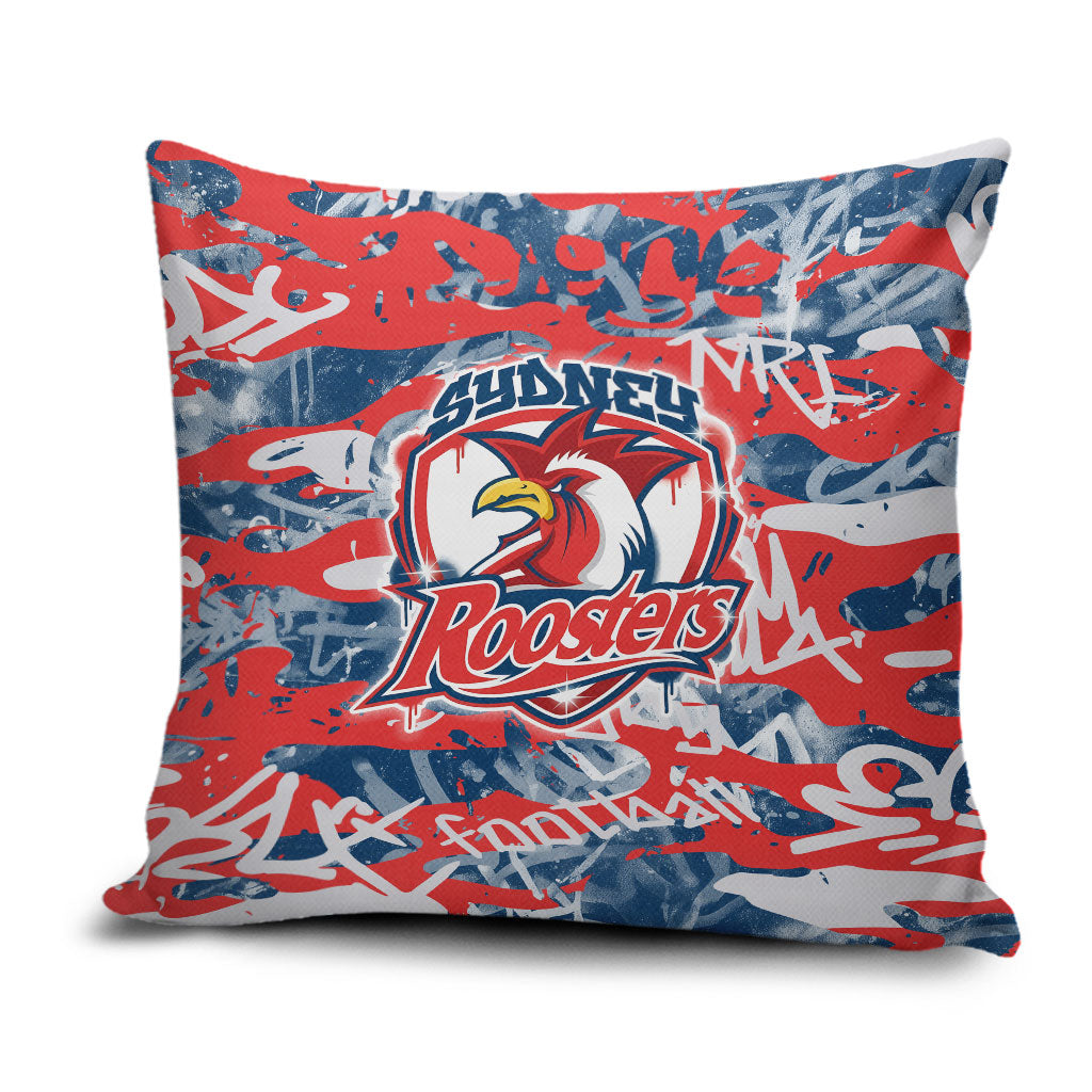 Sydney Roosters Rugby Pillow Cover Graffiti Typography Urban Camo Abstract Street Style