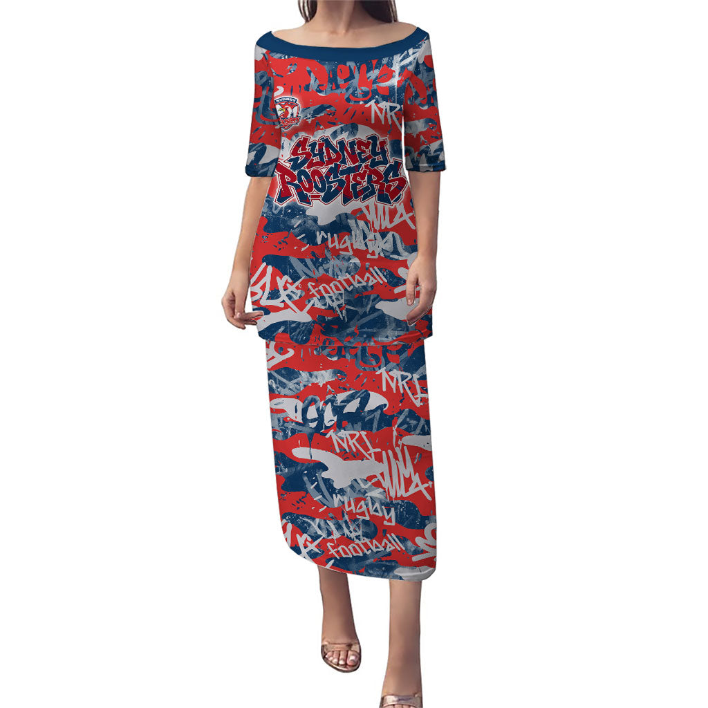 Sydney Roosters Rugby Puletasi Graffiti Typography Urban Camo Abstract Street Style