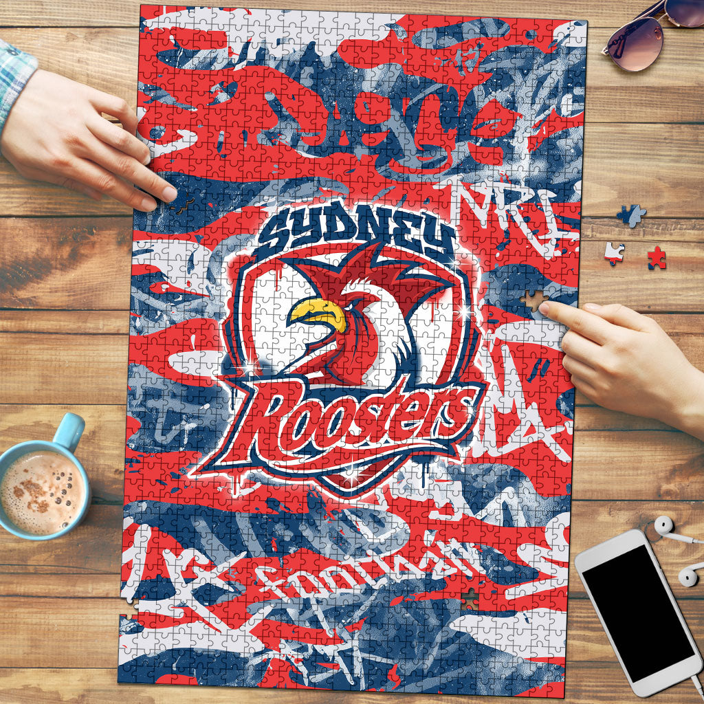 Sydney Roosters Rugby Puzzle Graffiti Typography Urban Camo Abstract Street Style