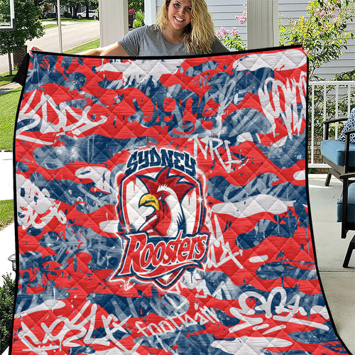 Sydney Roosters Rugby Quilt Graffiti Typography Urban Camo Abstract Street Style
