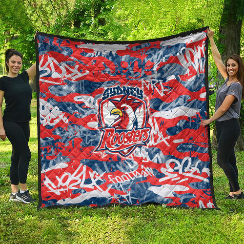 Sydney Roosters Rugby Quilt Graffiti Typography Urban Camo Abstract Street Style