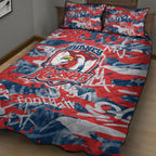 Sydney Roosters Rugby Quilt Bed Set Graffiti Typography Urban Camo Abstract Street Style
