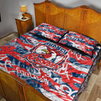 Sydney Roosters Rugby Quilt Bed Set Graffiti Typography Urban Camo Abstract Street Style