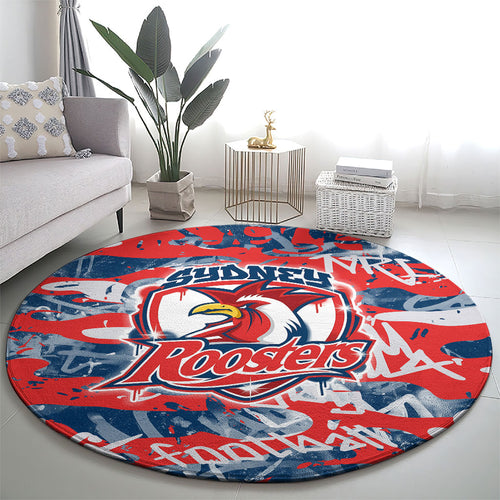 Sydney Roosters Rugby Round Carpet Graffiti Typography Urban Camo Abstract Street Style