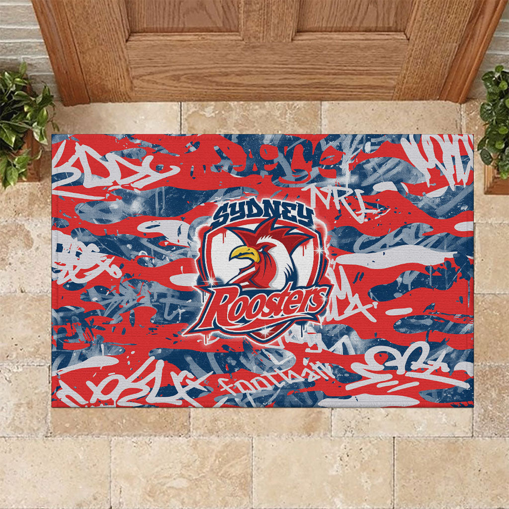 Sydney Roosters Rugby Rubber Doormat Graffiti Typography Urban Camo Abstract Street Style