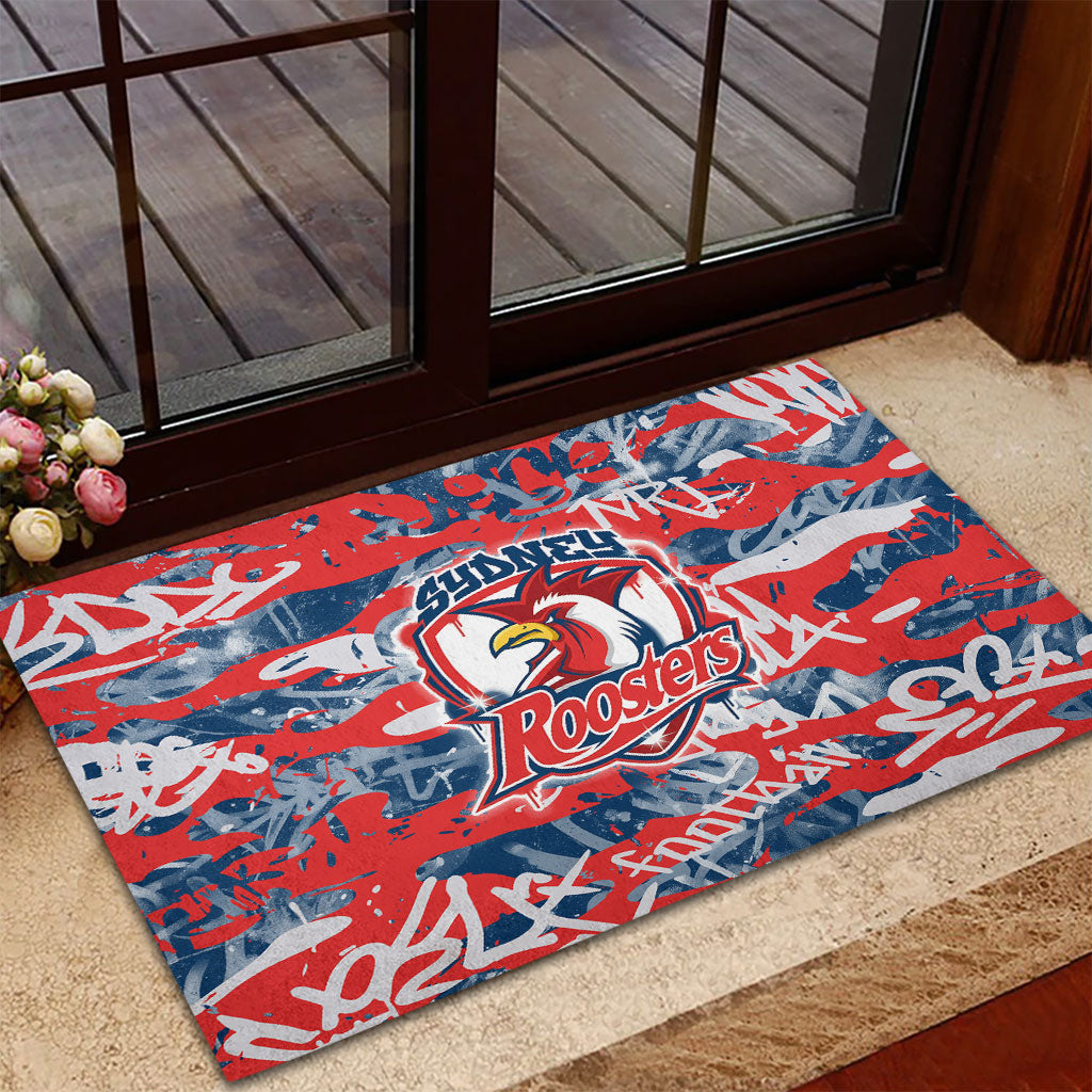 Sydney Roosters Rugby Rubber Doormat Graffiti Typography Urban Camo Abstract Street Style