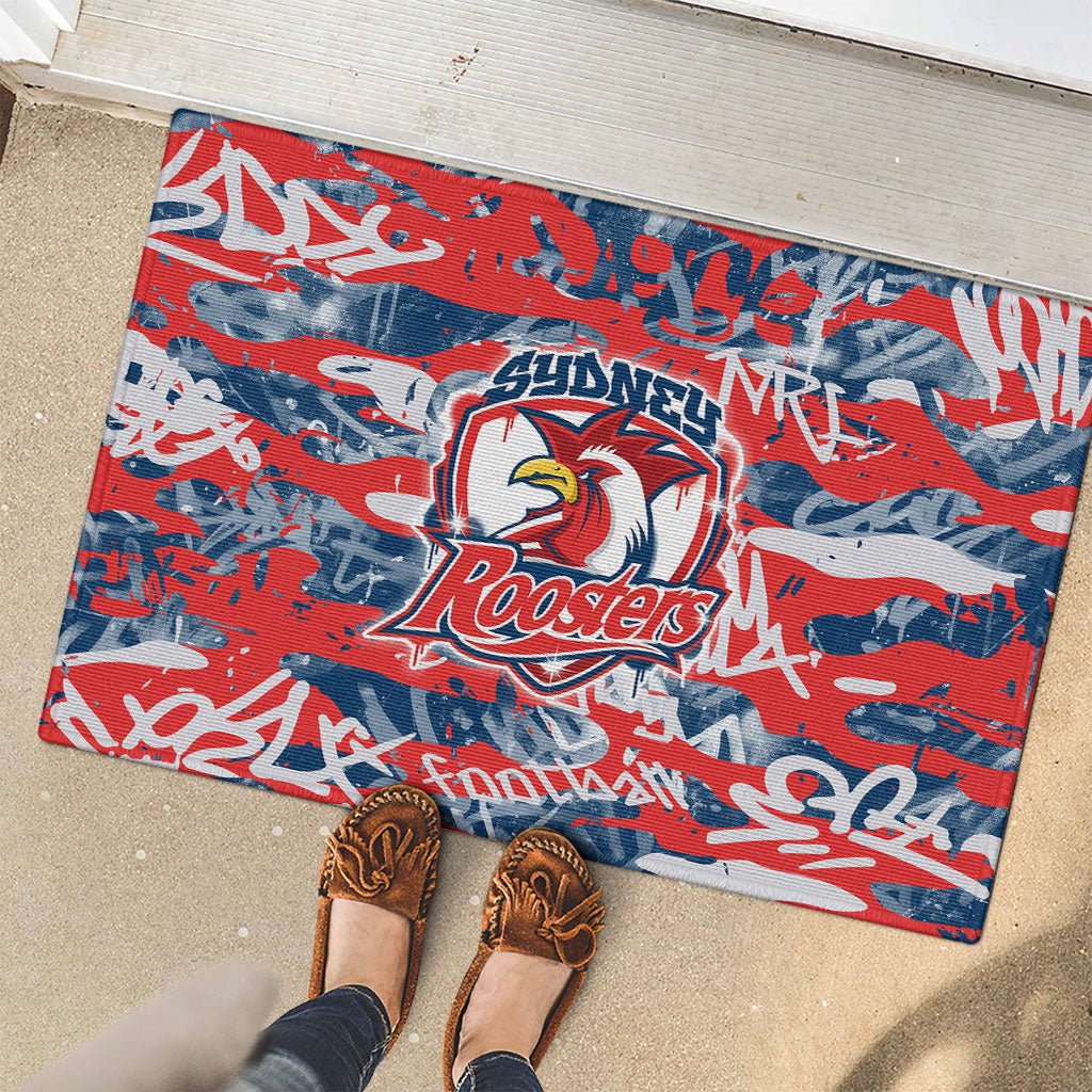 Sydney Roosters Rugby Rubber Doormat Graffiti Typography Urban Camo Abstract Street Style