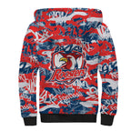 Sydney Roosters Rugby Sherpa Hoodie Graffiti Typography Urban Camo Abstract Street Style