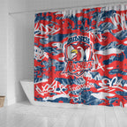 Sydney Roosters Rugby Shower Curtain Graffiti Typography Urban Camo Abstract Street Style