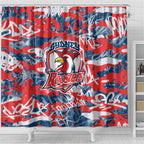 Sydney Roosters Rugby Shower Curtain Graffiti Typography Urban Camo Abstract Street Style
