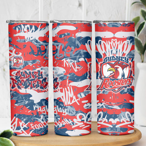 Sydney Roosters Rugby Skinny Tumbler Graffiti Typography Urban Camo Abstract Street Style
