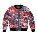 Sydney Roosters Rugby Sleeve Zip Bomber Jacket Graffiti Typography Urban Camo Abstract Street Style