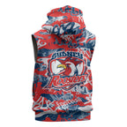 Sydney Roosters Rugby Sleeveless Hoodie Graffiti Typography Urban Camo Abstract Street Style