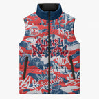 Sydney Roosters Rugby Sleeveless Puffer Jacket Graffiti Typography Urban Camo Abstract Street Style