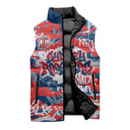 Sydney Roosters Rugby Sleeveless Puffer Jacket Graffiti Typography Urban Camo Abstract Street Style