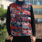 Sydney Roosters Rugby Sleeveless Puffer Jacket Graffiti Typography Urban Camo Abstract Street Style