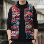 Sydney Roosters Rugby Sleeveless Puffer Jacket Graffiti Typography Urban Camo Abstract Street Style