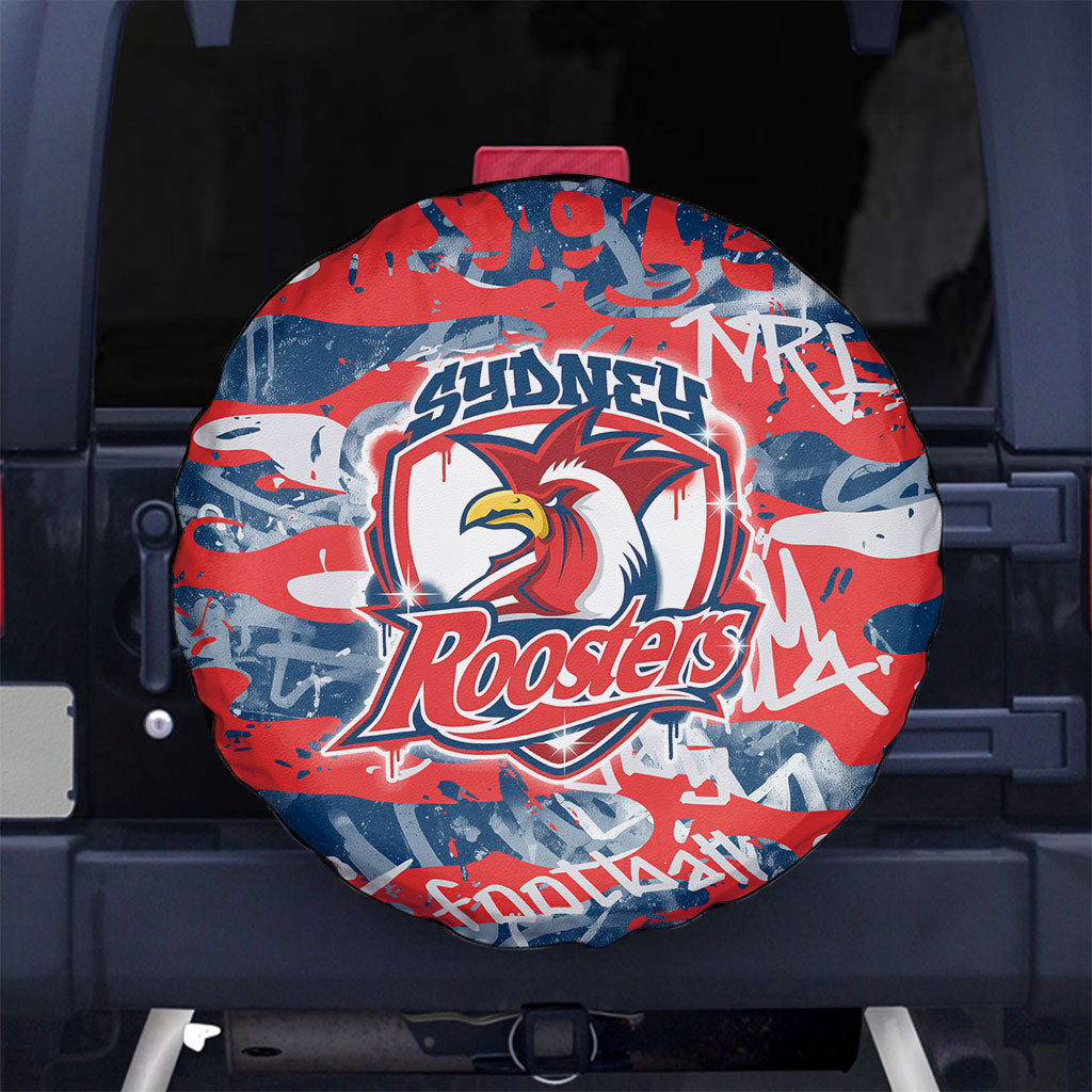 Sydney Roosters Rugby Spare Tire Cover Graffiti Typography Urban Camo Abstract Street Style