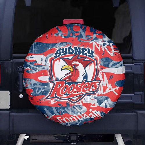 Sydney Roosters Rugby Spare Tire Cover Graffiti Typography Urban Camo Abstract Street Style