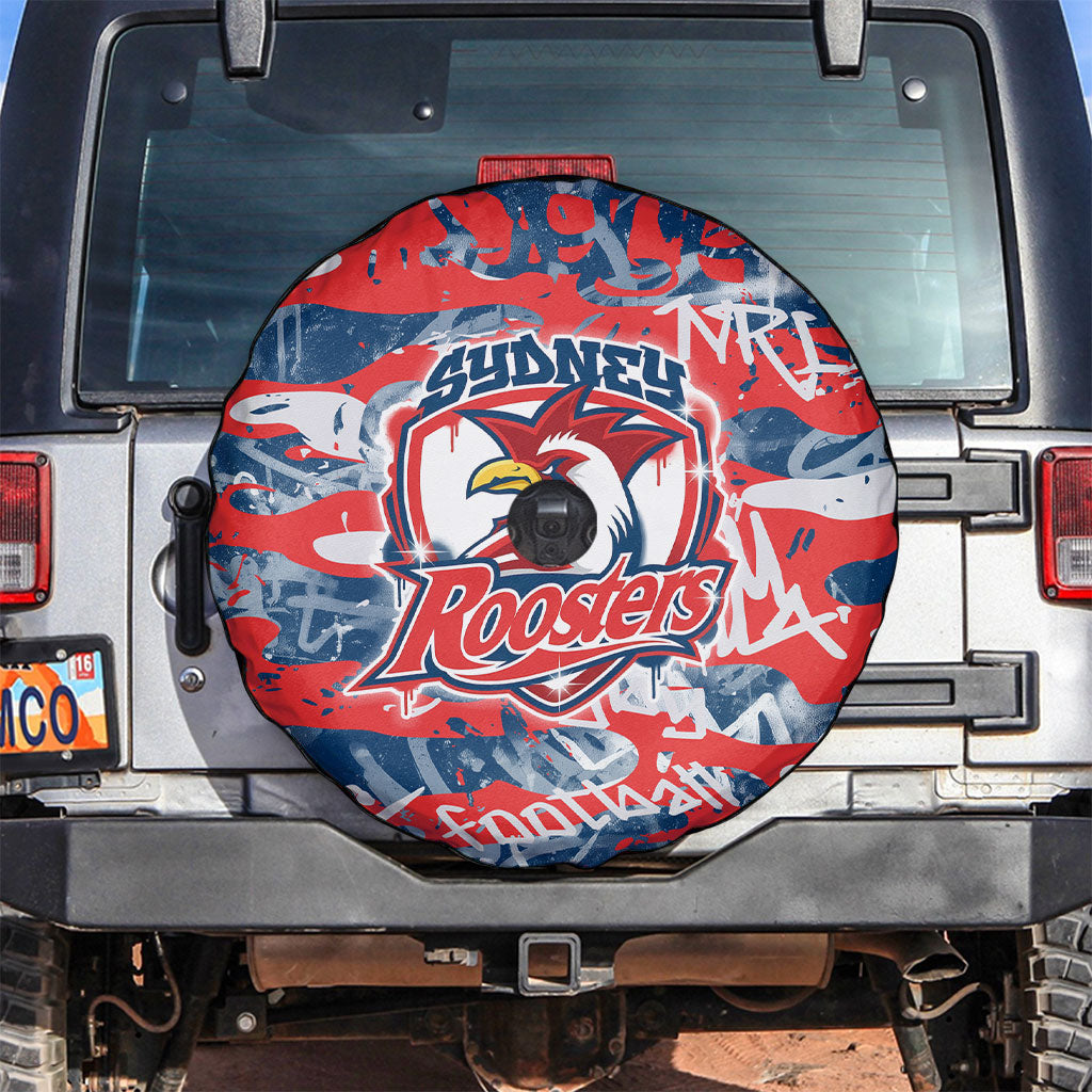 Sydney Roosters Rugby Spare Tire Cover Graffiti Typography Urban Camo Abstract Street Style