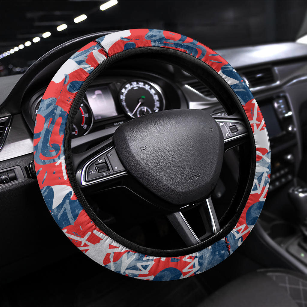 Sydney Roosters Rugby Steering Wheel Cover Graffiti Typography Urban Camo Abstract Street Style