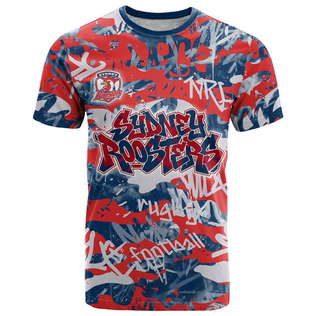 Sydney Roosters Rugby T Shirt Graffiti Typography Urban Camo Abstract Street Style