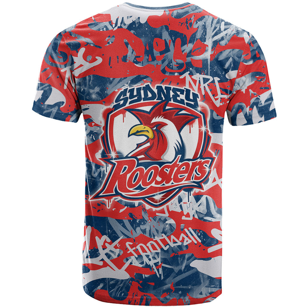 Sydney Roosters Rugby T Shirt Graffiti Typography Urban Camo Abstract Street Style