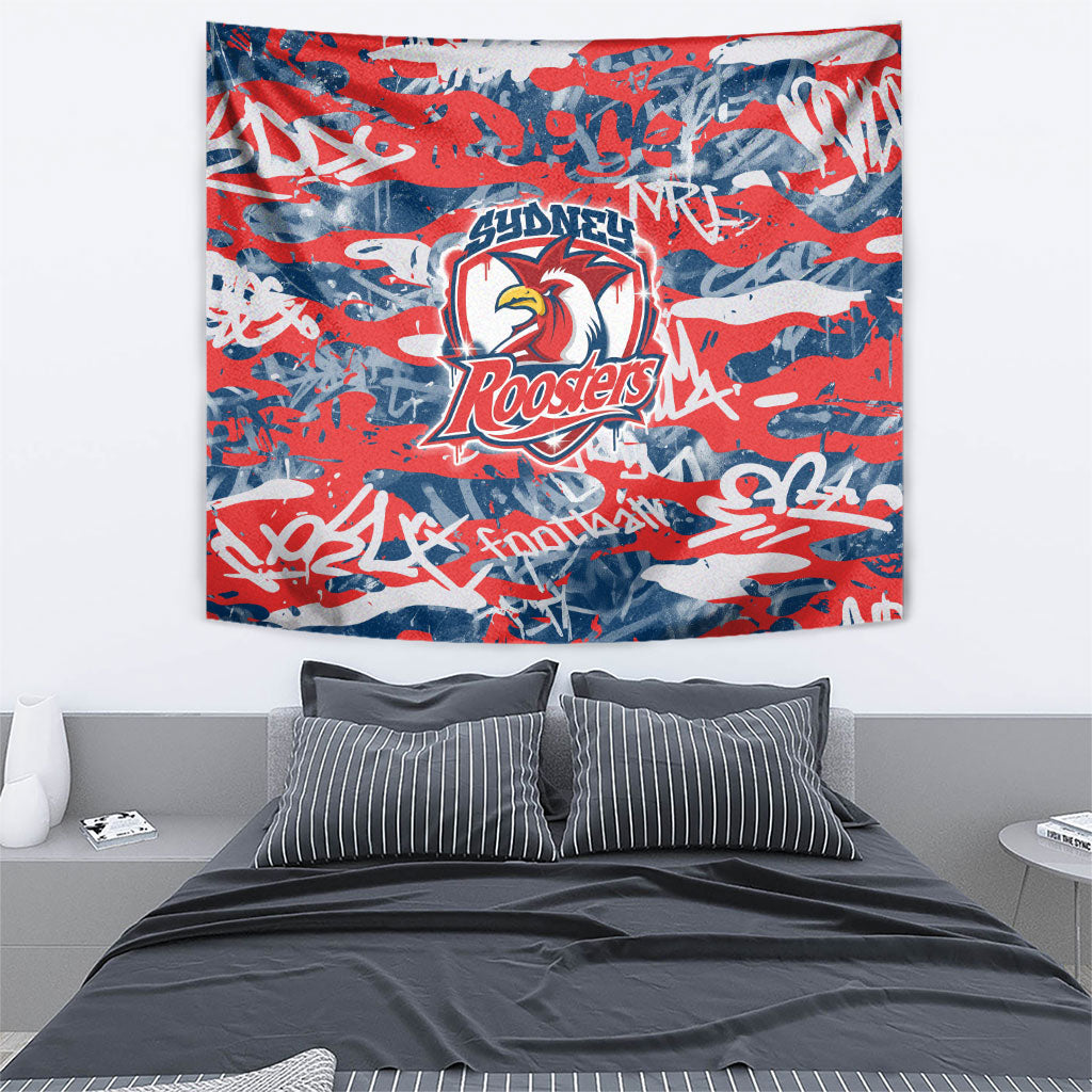 Sydney Roosters Rugby Tapestry Graffiti Typography Urban Camo Abstract Street Style